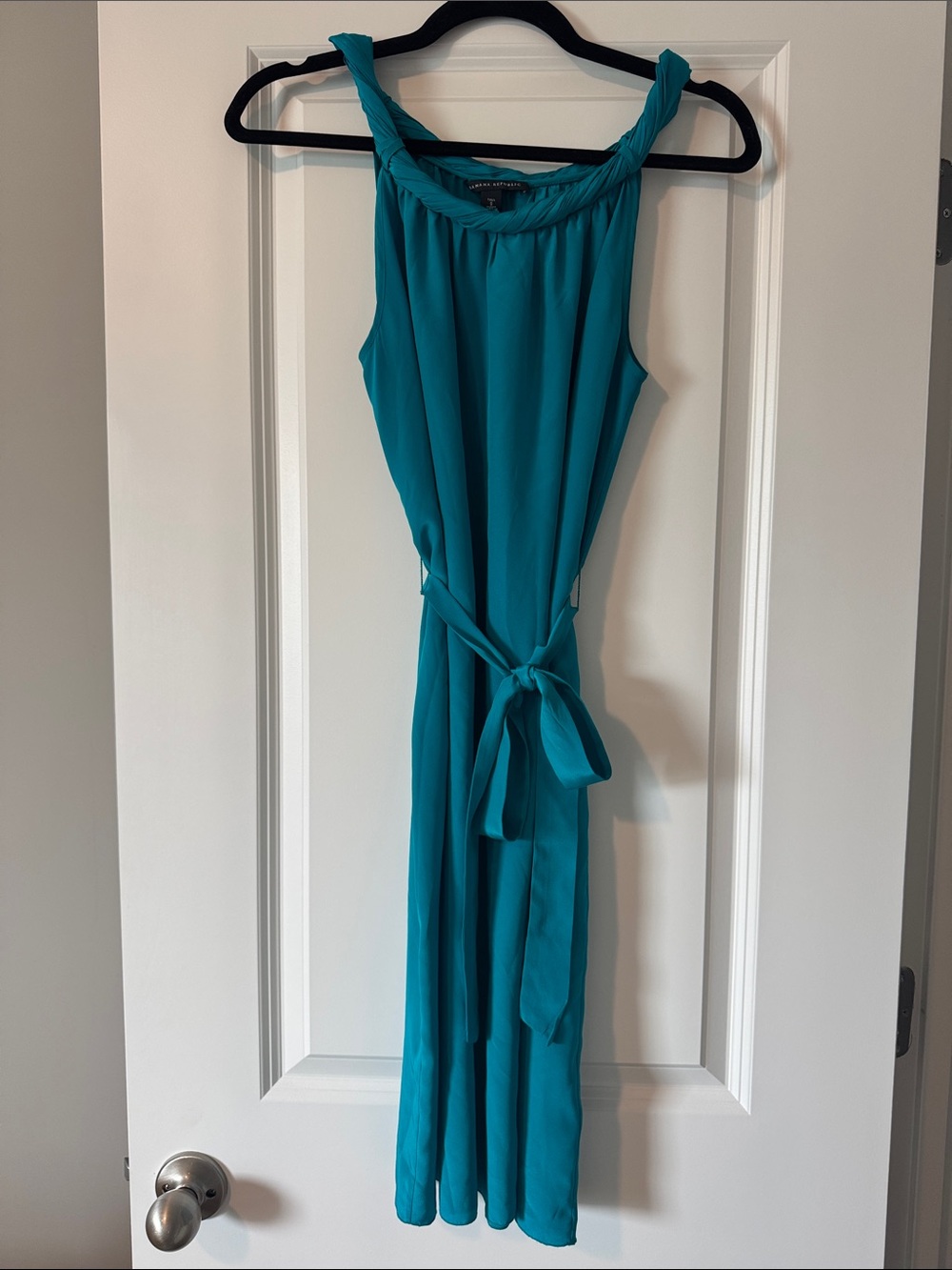 Banana Republic Teal Braided-Neck Sleeveless Mini Dress